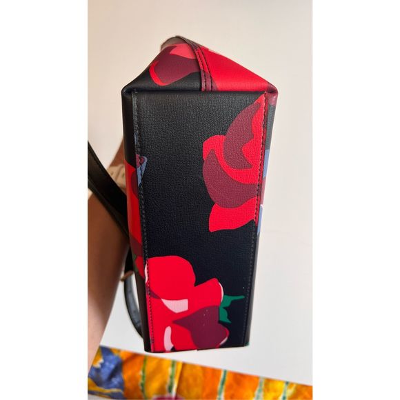Kate Spade Patrice Bold Roses Black Red Floral Print Satchel Crossbody Handbag - Picture 8 of 13